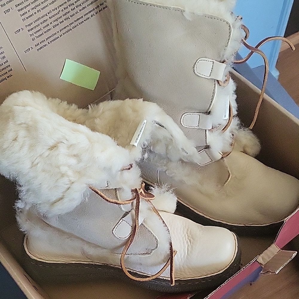 Born Cream and Tan Winter Boots